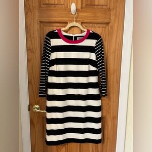 Eliza J Black And White Striped Dress With Pink Accent Size 12 ￼
